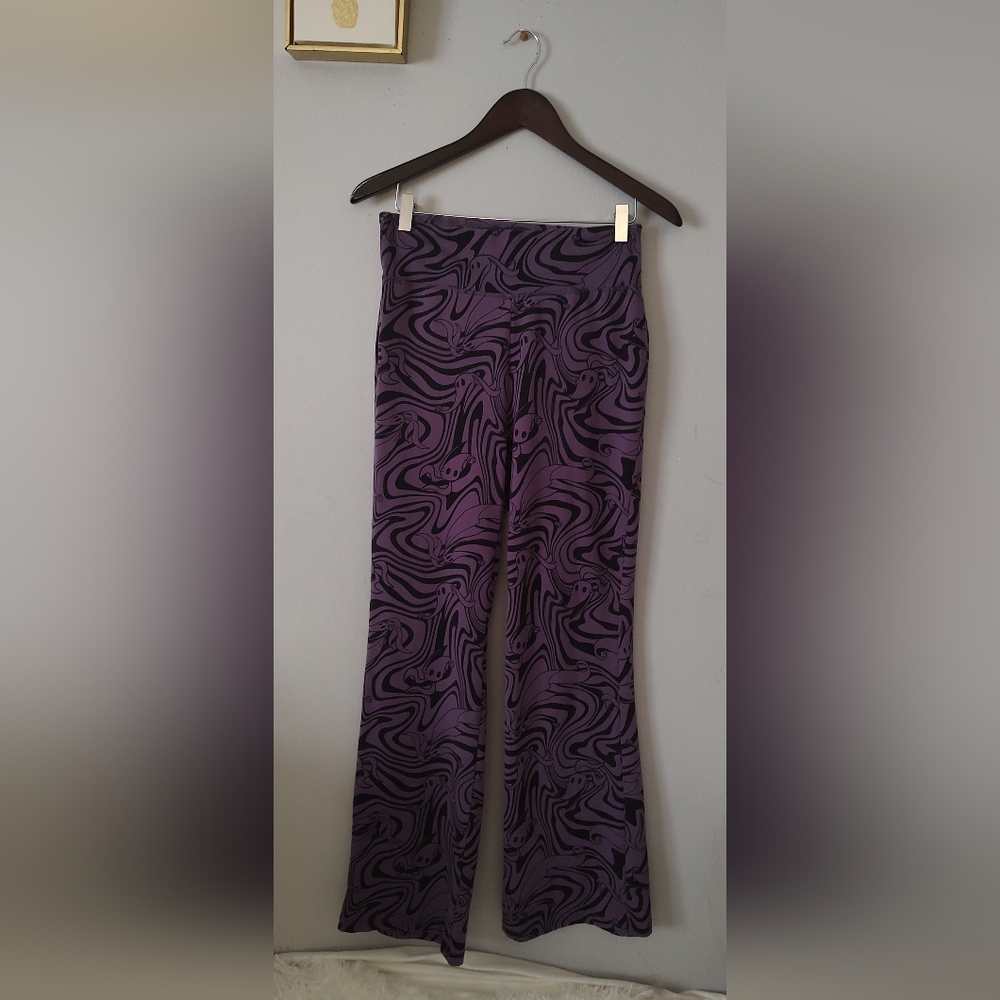 Leggings The Night Time Before Christmas Size M Purple Black Good Condition